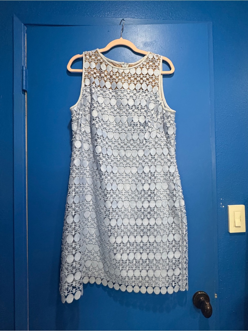 Ralph Lauren light baby blue  Crochet Shift Dress